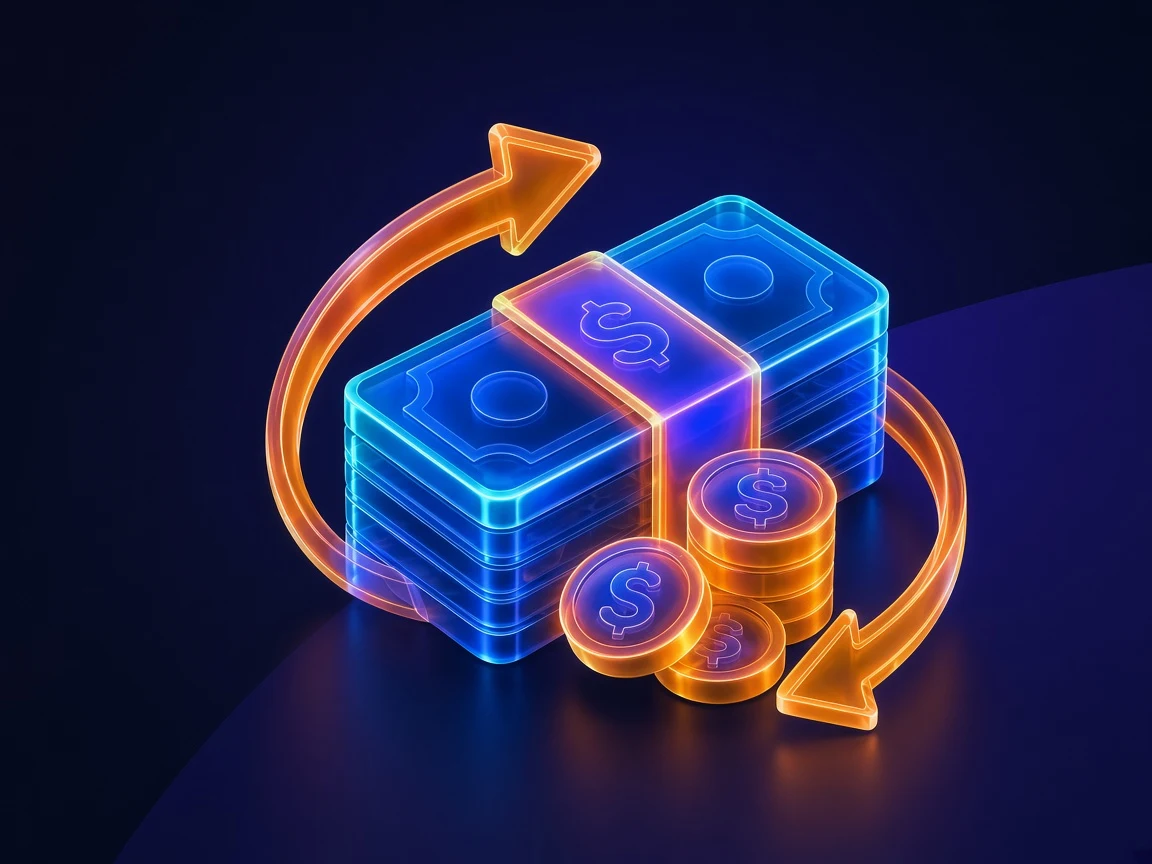 Glass cash with neon arrows for Cashy 25% first-day cashback