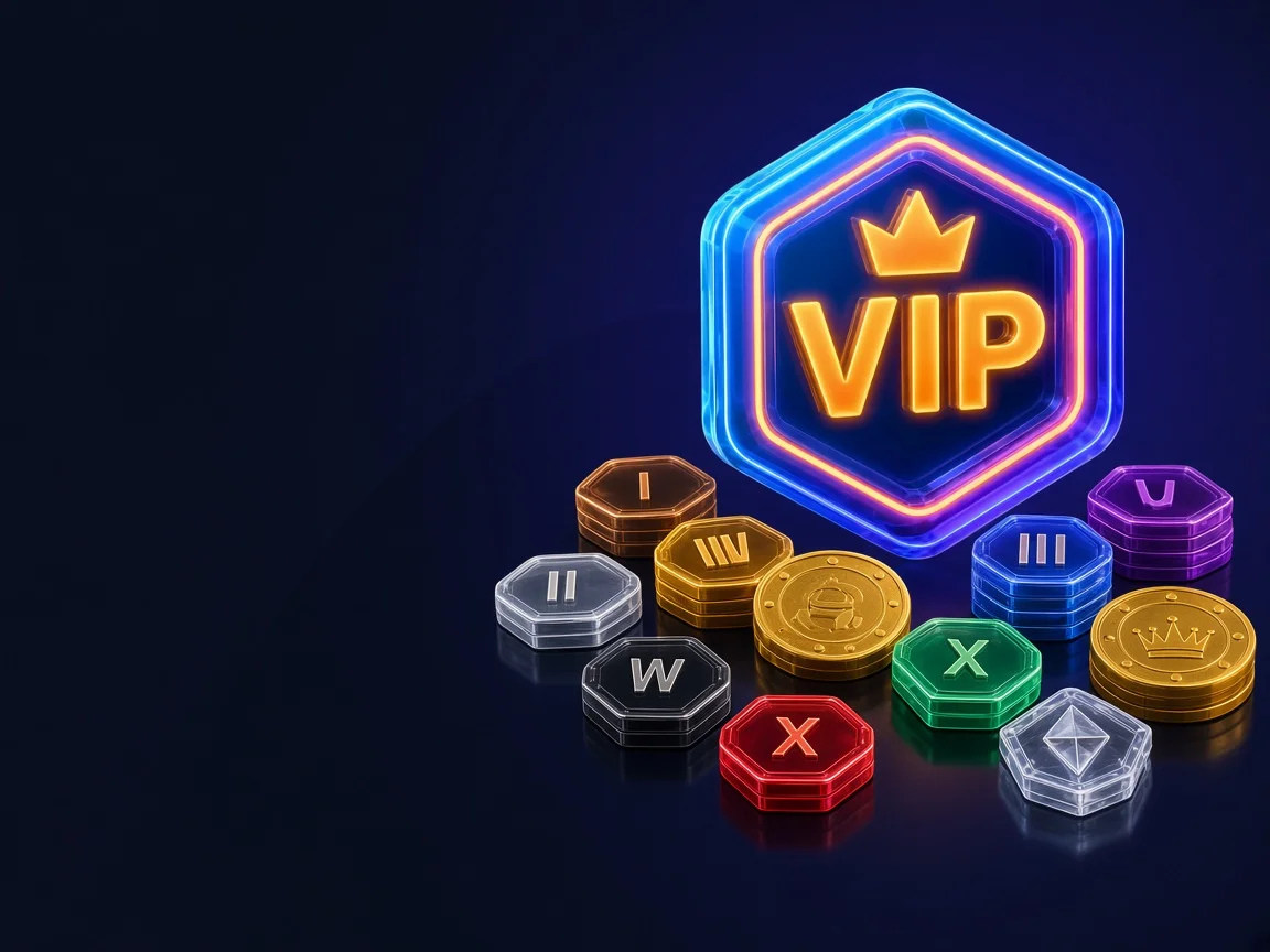 Cashy VIP Club hexagonal badge with 10 tier tokens and cash rewards