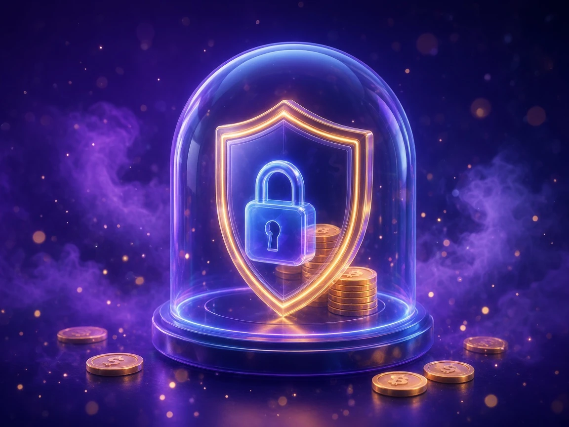 Glass dome protecting Cashy privacy shield, lock and account value